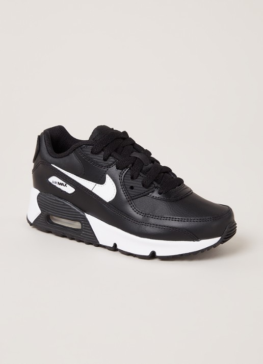 Nike Air Max 90 sneaker van leer - voorkant 5 zwart