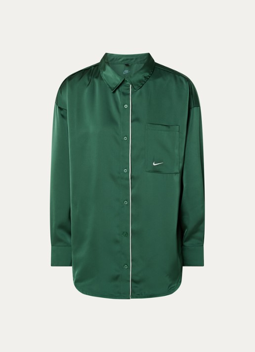 Nike Blouse van satijn met borstzak en logo - voorkant 2 groen