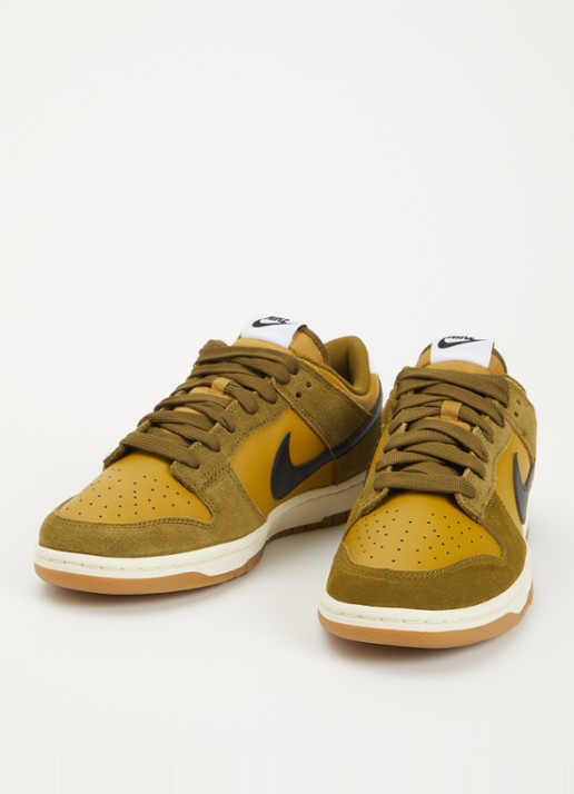 Nike Dunk Low sneaker met suède details - detail 3 olijfgroen
