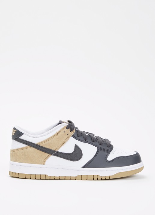 Nike Dunk low sneaker van leer met suède details