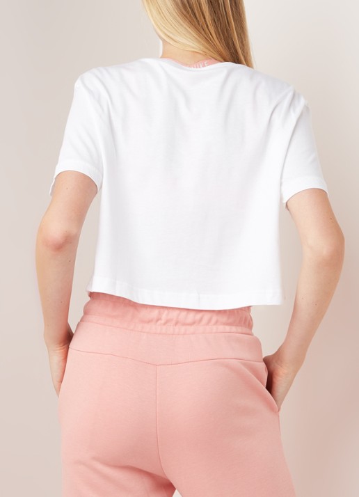 Nike Essential trainings cropped T-shirt met logoprint - achterkant 4 wit