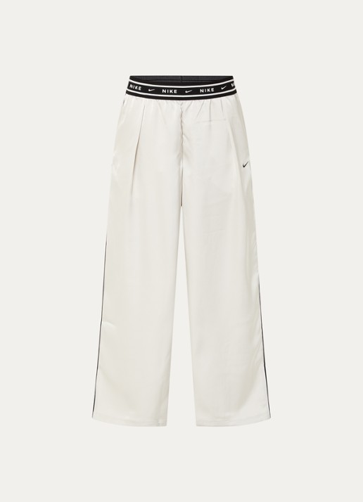 Nike High waist loose fit broek van satijn met logoband - voorkant 7 beige