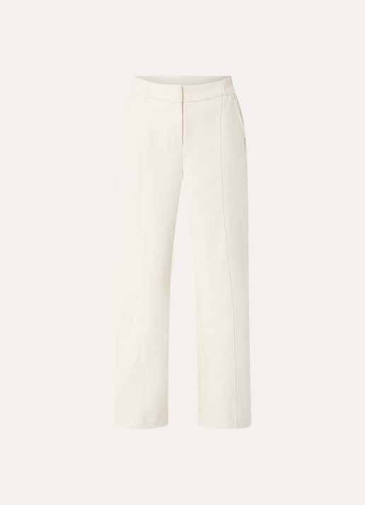 Nike High waist straight fit trackpants met steekzakken en logo - voorkant 2 creme