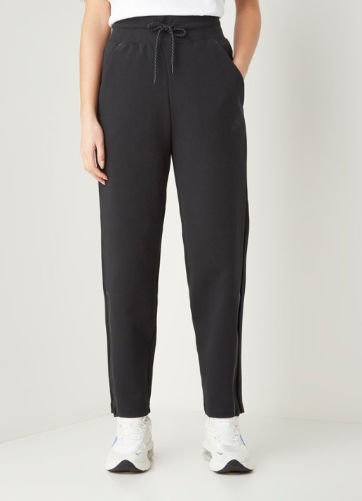 Nike High waist tapered fit cropped joggingbroek met logo - detail zwart