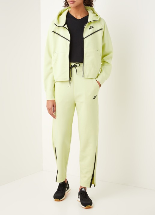 Nike High waist tapered fit cropped joggingbroek met logo - voorkant 3 lichtgeel