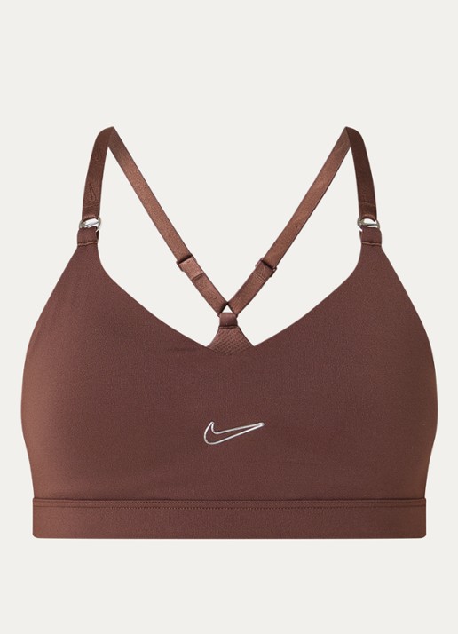 Nike Indy sport bh met light support en dri-FIT - voorkant bruin