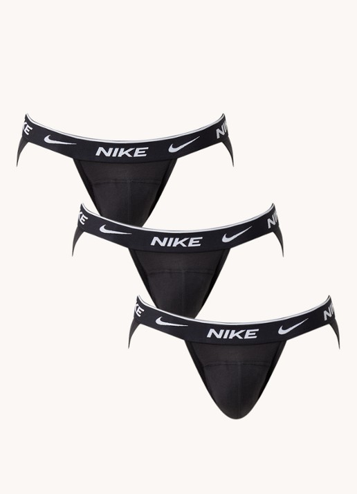 Nike Jockstrap slip met logoband in 3-pack - voorkant zwart