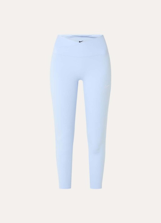 Nike One high waist cropped trainingslegging met dri-FIT en logo - voorkant lichtblauw