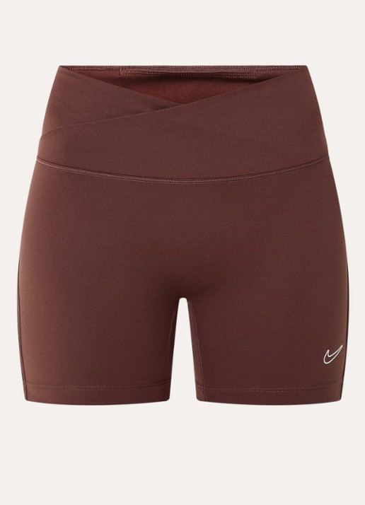 Nike One high waist skinny fit korte trainingsshort met Dri-FIT en logo - voorkant 4 bruin