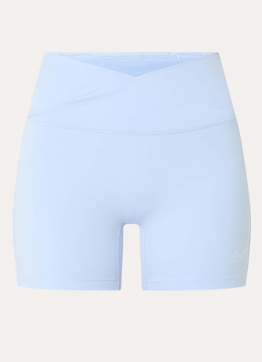 Nike One high waist skinny fit korte trainingsshort met Dri-FIT en logo - voorkant lichtblauw
