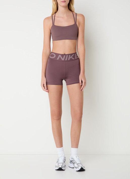 Nike Pro Sculpt high waist skinny fit fietsbroek met dri-FIT en logoband - voorkant 3 taupe