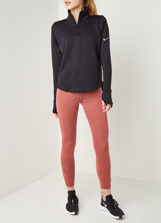 Nike Sphere hardloop longsleeve met halve rits - voorkant 4 zwart