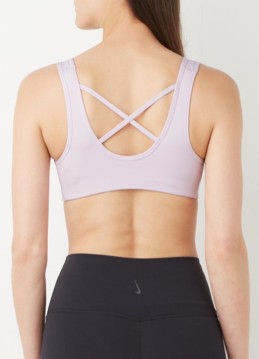 Nike Sport bh met medium support en logoprint - achterkant 3 lichtpaars