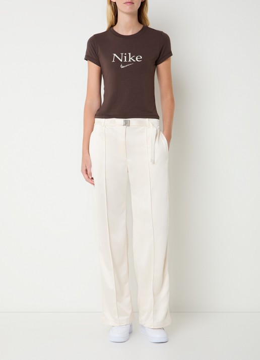 Nike T-shirt met logo en ronde hals - voorkant 2 donkerbruin