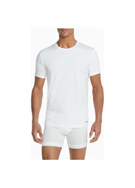 Nike T-shirt van katoenblend in 2-pack - voorkant 3 wit