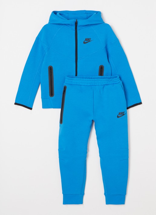 Nike Tech Fleece trainingspak met logo 2-delig - voorkant blauw