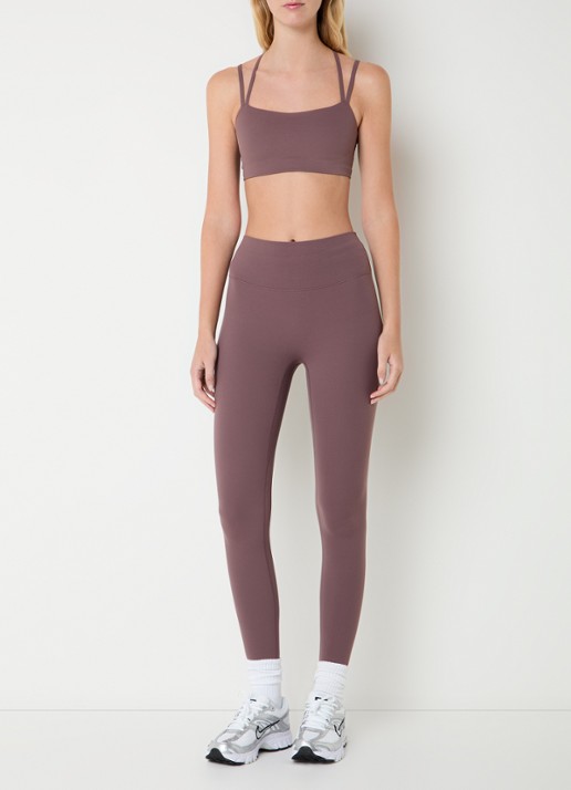 Nike Zenvy high waist skinny fit trainingslegging  - voorkant 3 taupe