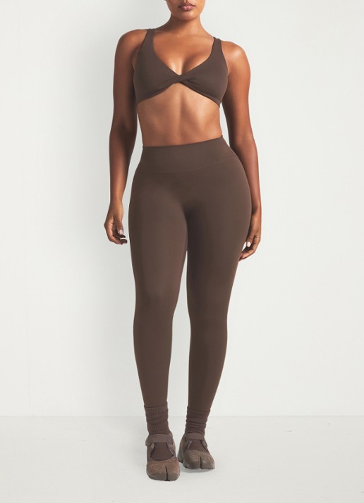 NikeSKIMS Matte high waist skinny fit trainingslegging - voorkant 7 lichtbruin