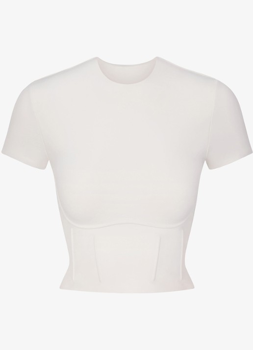 NikeSKIMS Matte trainings crop top met stretch - voorkant 2 wit
