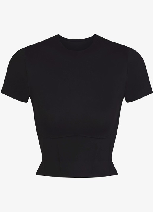 NikeSKIMS Matte trainings crop top met stretch - voorkant 2 zwart