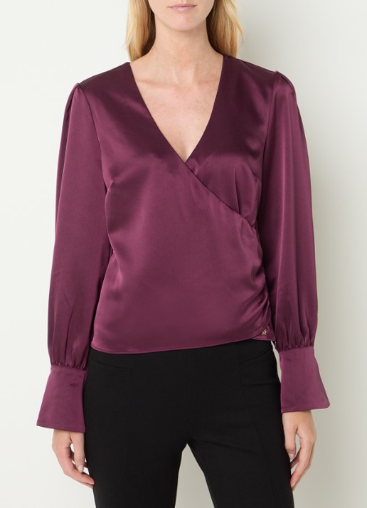 NIKKIE Aivy asymmetrische top van satijn met plooidetail