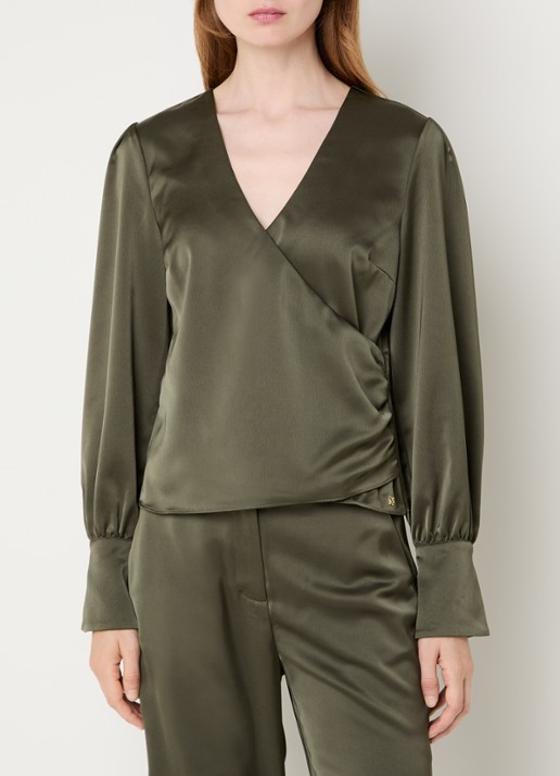 NIKKIE Aivy asymmetrische top van satijn met plooidetail