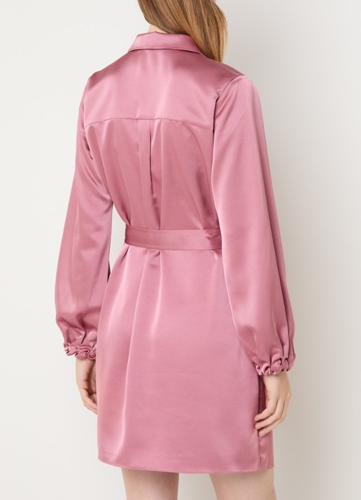 NIKKIE Aivy midi blousejurk van satijn - achterkant 3 oudroze