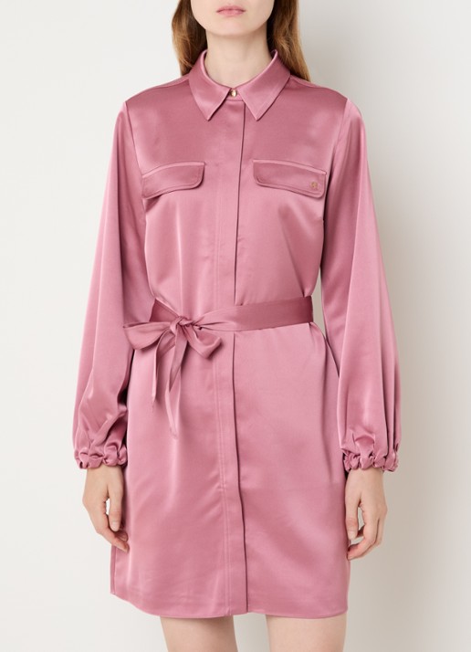 NIKKIE Aivy midi blousejurk van satijn - detail 4 oudroze