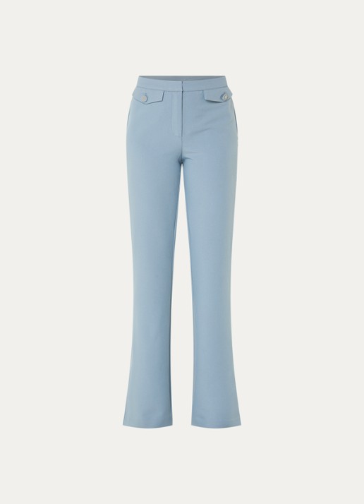 NIKKIE Alani mid waist straight fit pantalon met stretch - voorkant lichtblauw