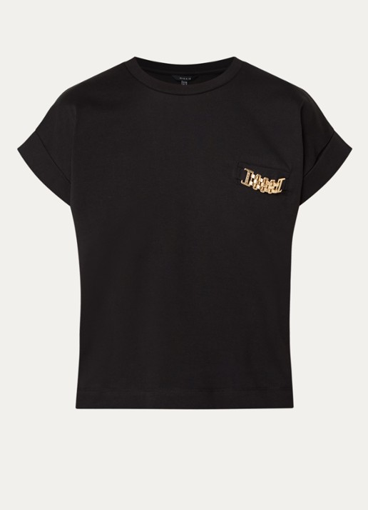 NIKKIE Aleena T-shirt met ronde hals - voorkant zwart