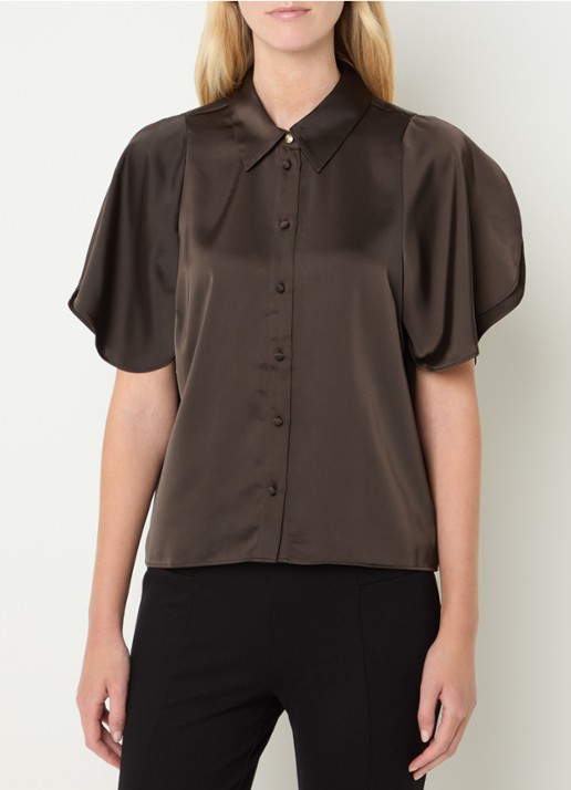 NIKKIE Alethe blouse van satijn met pofmouw