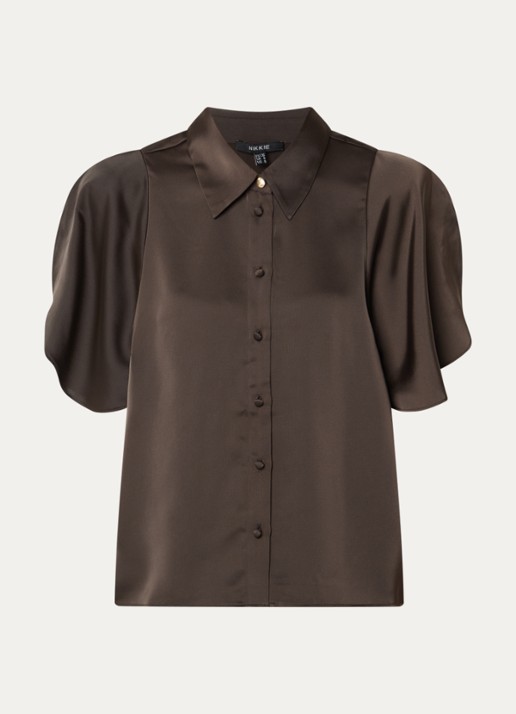 NIKKIE Alethe blouse van satijn met pofmouw