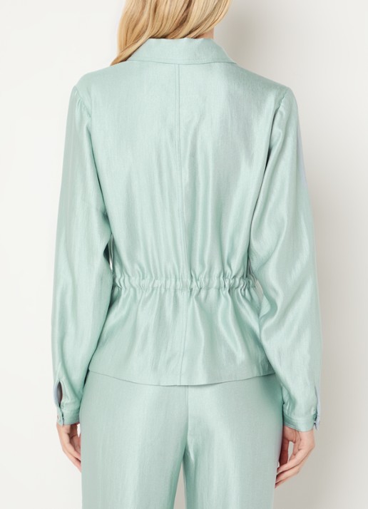 NIKKIE Alira blouse met metallic finish - achterkant lichtblauw