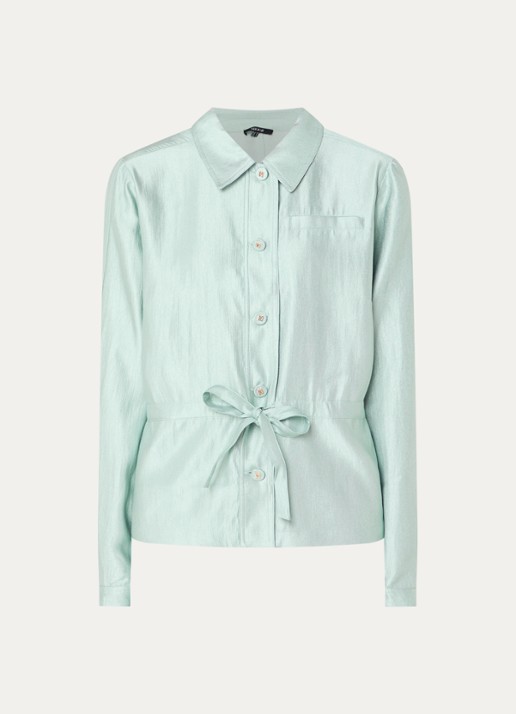 NIKKIE Alira blouse met metallic finish - voorkant 3 lichtblauw