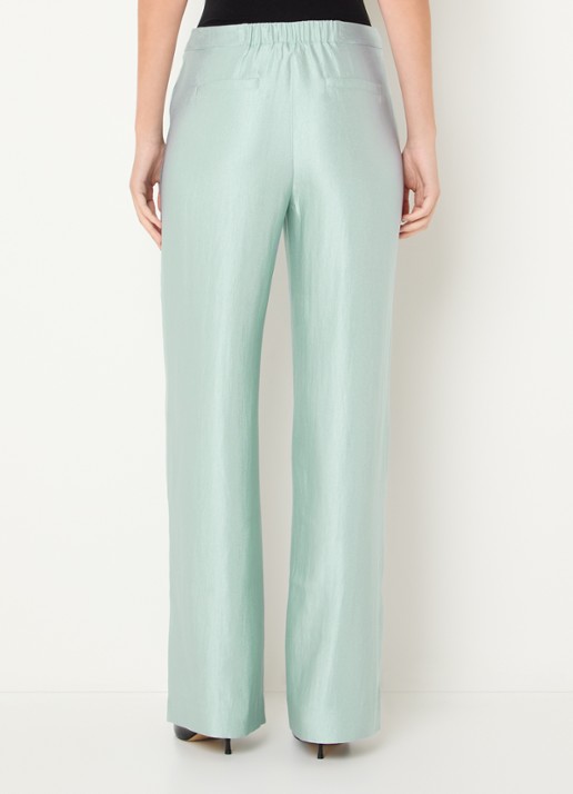 NIKKIE Alira high waist loose fit broek met steekzakken en metallic finish - achterkant 3 lichtblauw