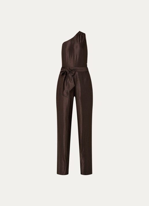 NIKKIE Alira loose fit jumpsuit met asymmetrische hals - voorkant 2 bruin