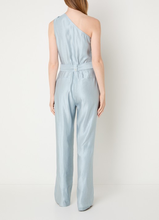 NIKKIE Alira loose fit jumpsuit met asymmetrische hals - achterkant 2 lichtblauw