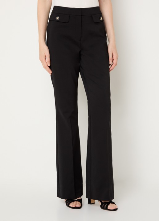NIKKIE Alka high waist flared fit pantalon met klepzakken en persplooi - detail 4 zwart