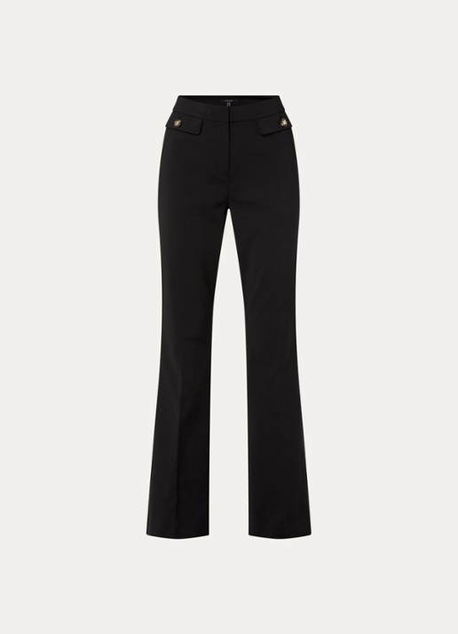NIKKIE Alka high waist flared fit pantalon met klepzakken en persplooi - voorkant zwart