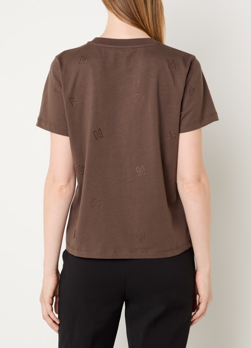 NIKKIE Allover N T-shirt met logoprint en strass - achterkant 3 zwart