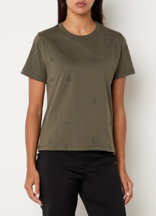 NIKKIE Allover N T-shirt met logoprint en strass