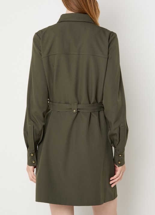 NIKKIE Alva midi blousejurk met strikceintuur - achterkant groen