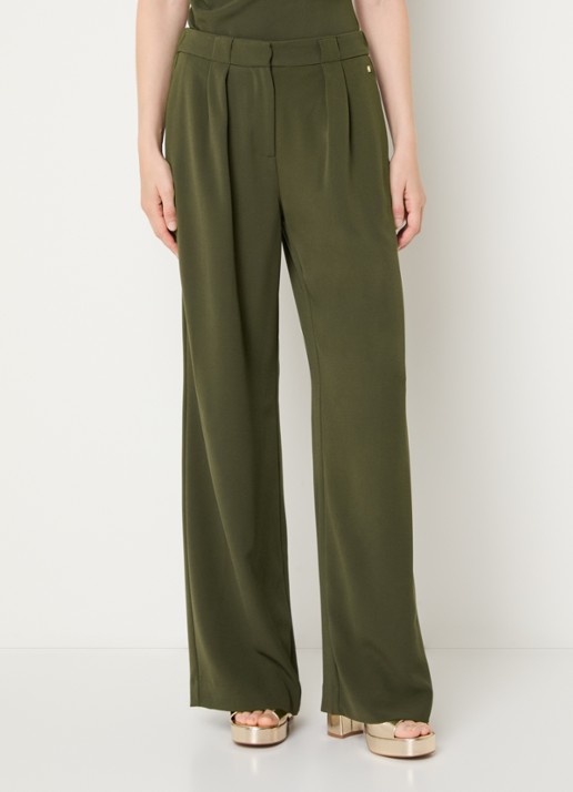 NIKKIE Amine high waist loose fit pantalon met steekzakken - detail 4 groen