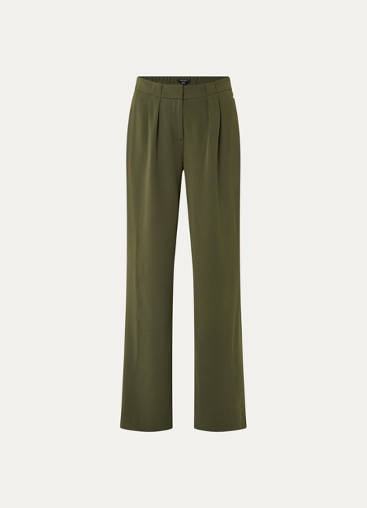 NIKKIE Amine high waist loose fit pantalon met steekzakken - voorkant 2 groen