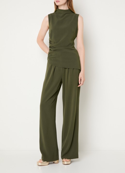 NIKKIE Amine high waist loose fit pantalon met steekzakken - voorkant 3 groen