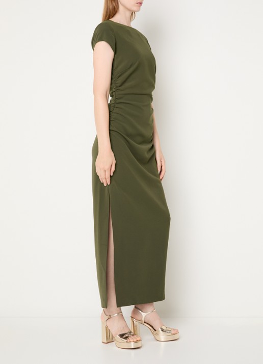 NIKKIE Amine midi jurk met split - voorkant 3 groen