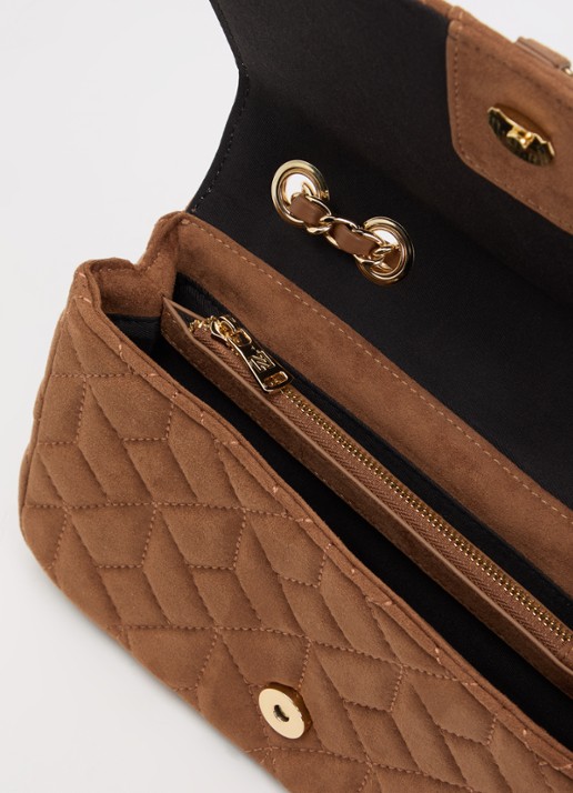 NIKKIE Ann crossbodytas met quilt patroon - detail 2 hazelnootbruin