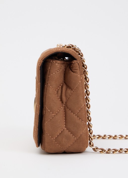 NIKKIE Ann crossbodytas met quilt patroon - detail 3 hazelnootbruin