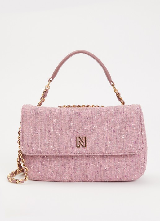NIKKIE Ann Shiny crossbodytas met strass - voorkant 2 roze