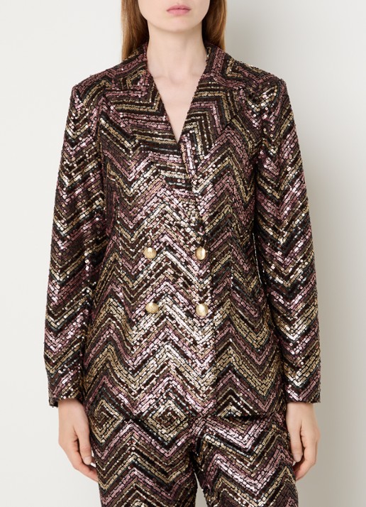 NIKKIE Annelies double-breasted blazer met pailletten  - detail 4 oudroze